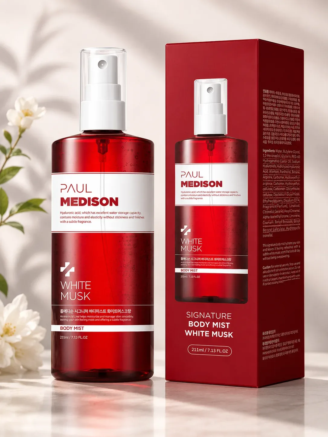 Oq muskus va gialuron kislotali tana misti Paul Medison — 211 ml