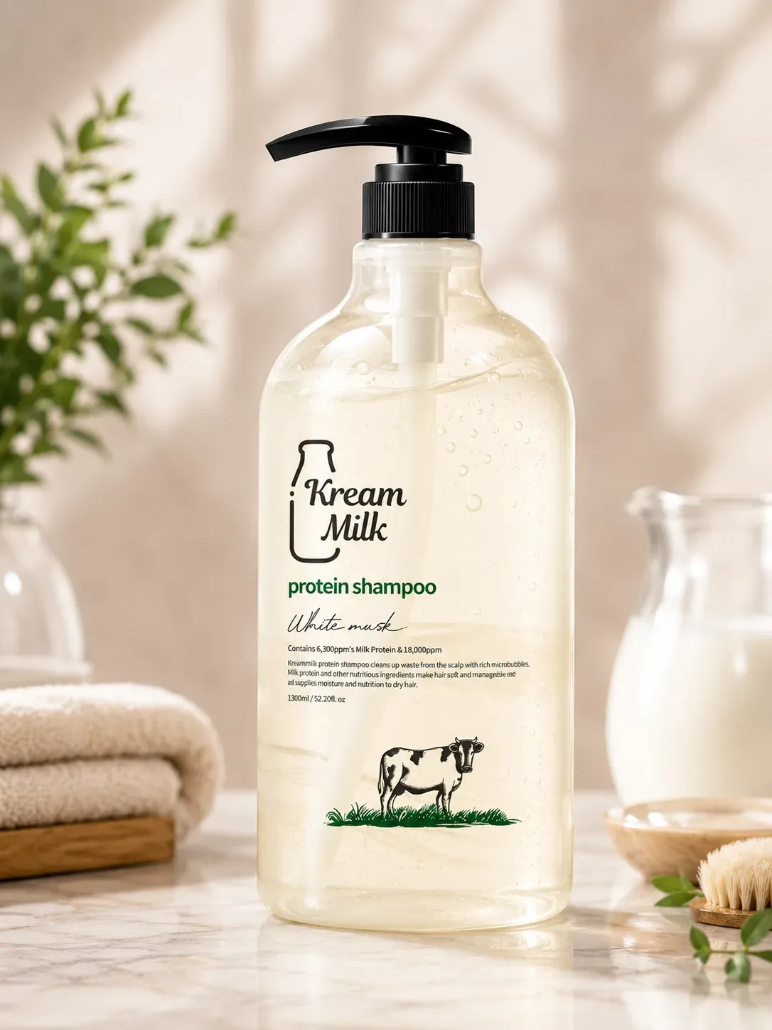 Soch va tana uchun to'plam Cream Milk Protein White Musk — 4 vosita