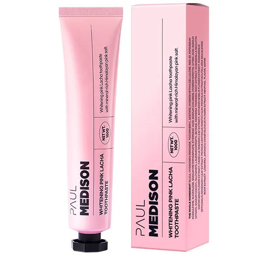 Tish oqartiruvchi Paul Medison Pink Lacha tish pastasi Himolay tuzi bilan